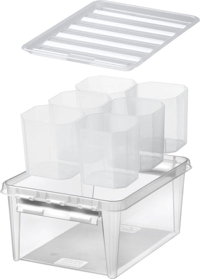 Smartstore - classic 15 opbergbox 14 liter met 6 vakverdelers - polypropyleen - transparant