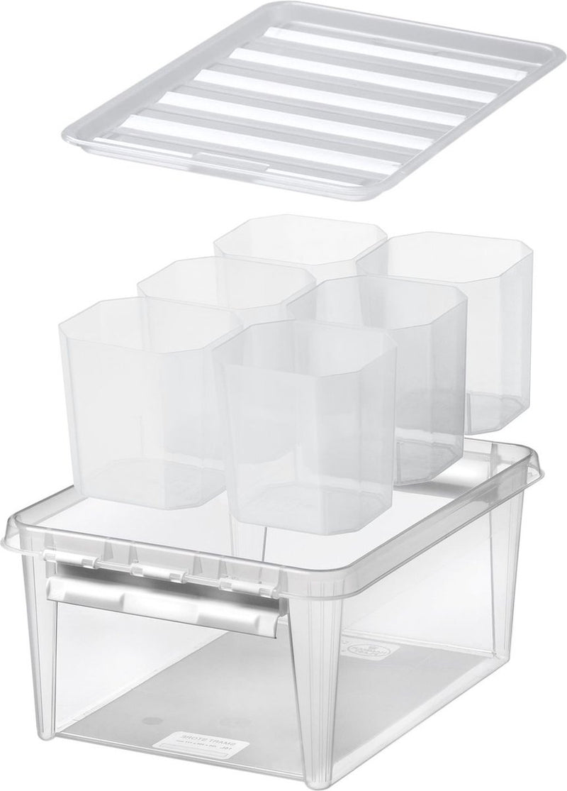 Smartstore - classic 15 opbergbox 14 liter met 6 vakverdelers - polypropyleen - transparant