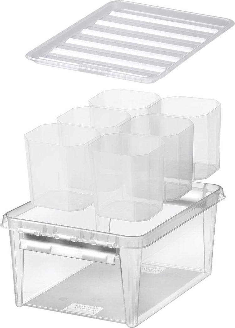 Smartstore - classic 15 opbergbox 14 liter met 6 vakverdelers - polypropyleen - transparant