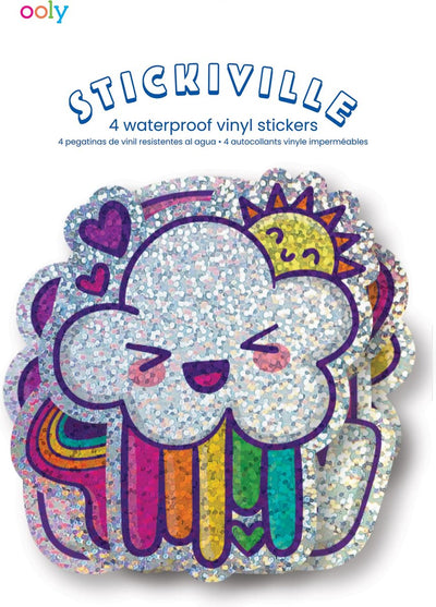Ooly - stickiville stickers: happy rainbows - vinyl (4 die-cut) (holographic glitter)