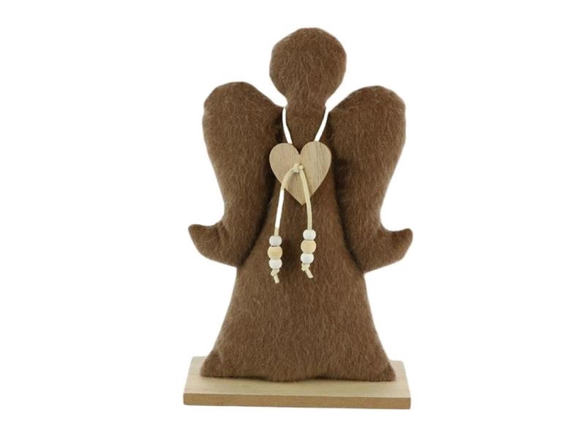 Hbx natural living beeld engel textiel 15,5x6x25,5cm bruin