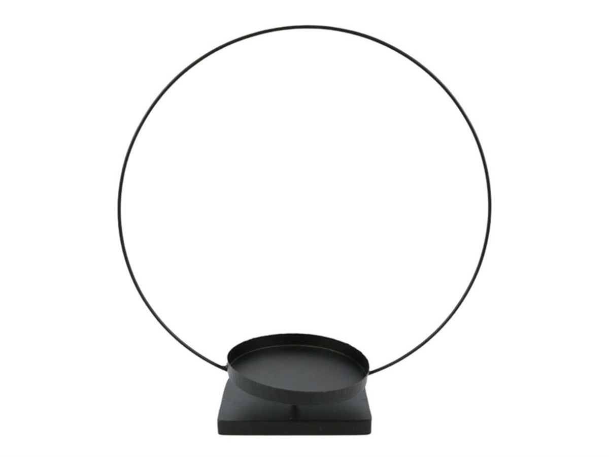 Hbx natural living kandelaar met opmaak ring floral ø35xh39cm zwart