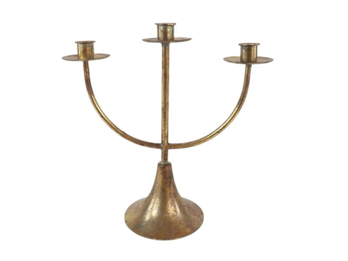 Hbx natural living kandelaar 3-armig metaal goud 30x13x30cm