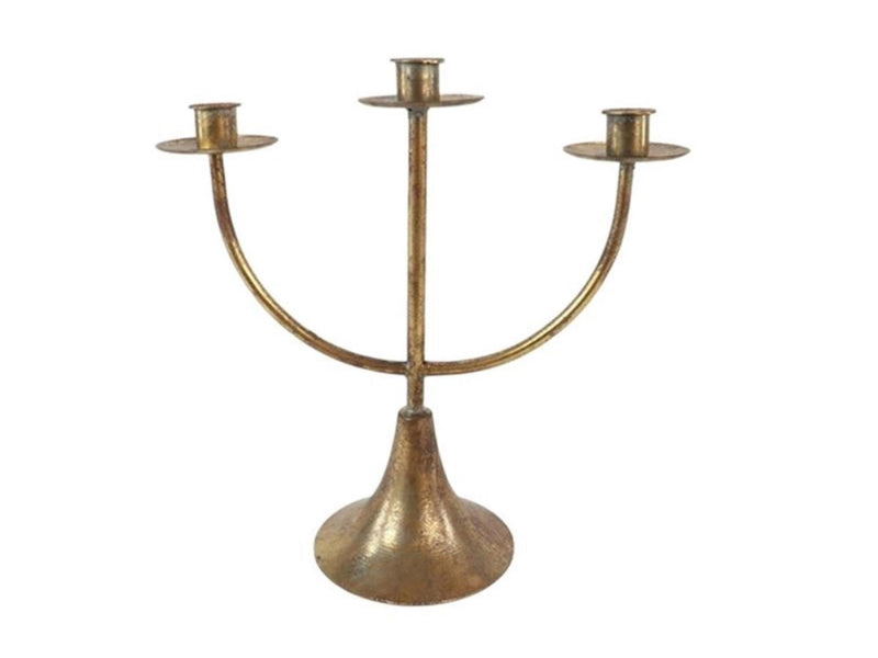 Hbx natural living kandelaar 3-armig metaal goud 30x13x30cm
