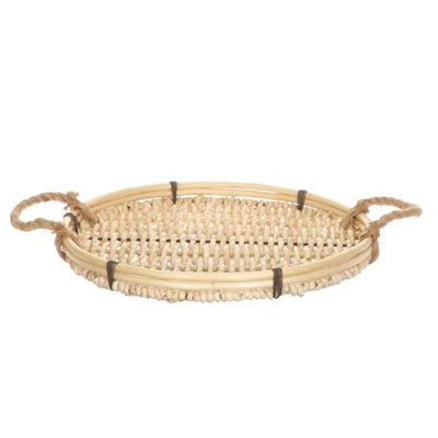 Hbx natural living dienblad met grepen ø35xh4cm