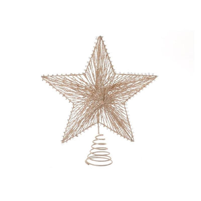 Hbx natural living piek ster spiraal glitter 20xh23cm goud