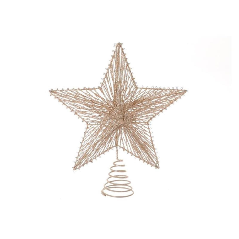 Hbx natural living piek ster spiraal glitter 20xh23cm goud