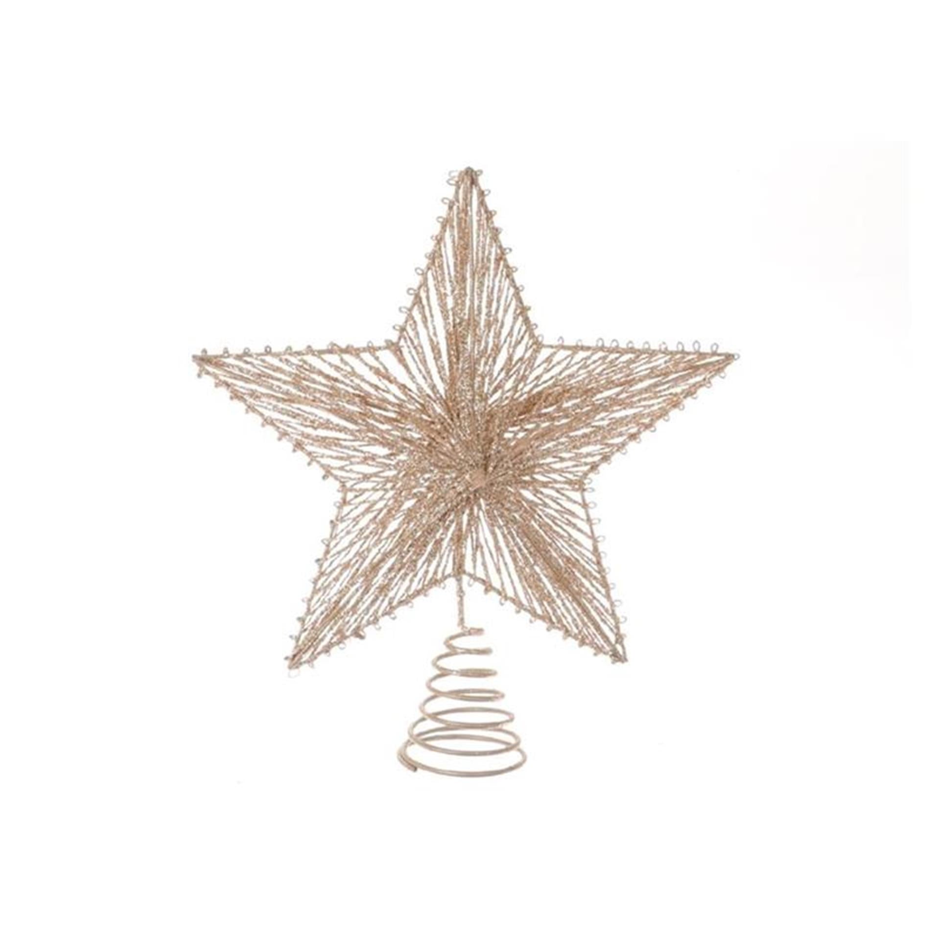 Hbx natural living ster spiraal van metaal met glitter 20xh23cm goud
