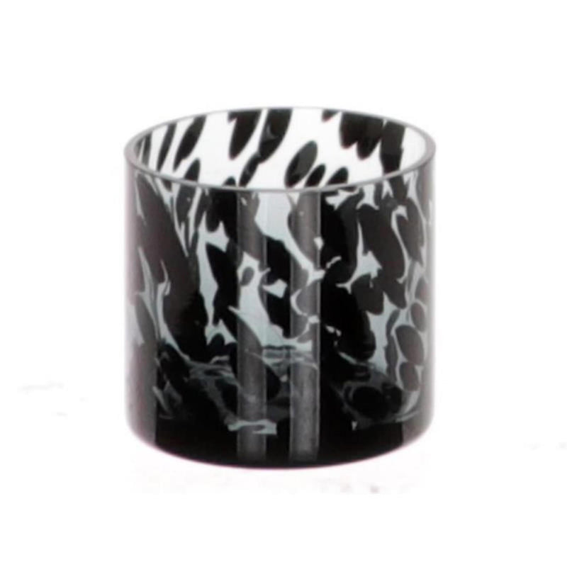 Hbx natural living theelichthouder panterglas ø8xh8cm grijs
