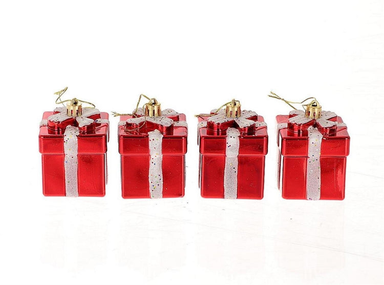 Hbx natural living hangdeco cadeautje set a 4 stuks rood