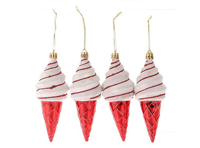 Hbx natural living kersthanger ijsje set a 4 stuks 19,1x5,2x13,2cm rood