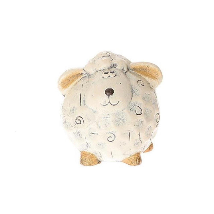 Hbx natural living deco schaap bolli 8,5x8,5xh9,5cm wit keramiek