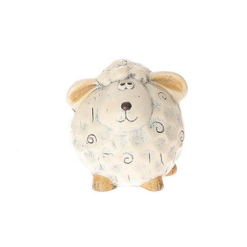 Hbx natural living deco schaap bolli 8,5x8,5xh9,5cm wit