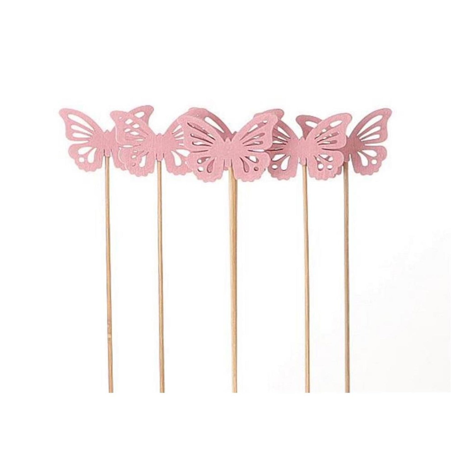 Hbx natural living steker vlinder papilio op stok 6 stuks 50cm roze