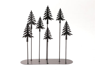 Hbx natural living deco hummy kerstbomen tafereel op standaard 28x10x30cm zwart metaal