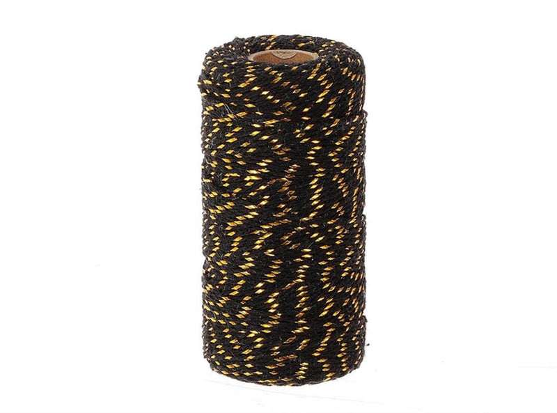 Hbx natural living touw katoen op klos 100m zwart goud