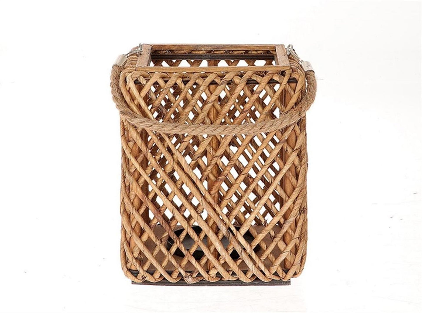 Hbx natural living hbx living lantaarn sentio met glas van gras 20x20x25cm bruin
