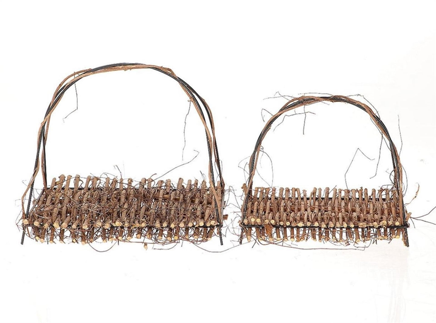 Hbx natural living decoratieschaal 2-delig natural mosire 26x14x21cm en 30x22x27cm