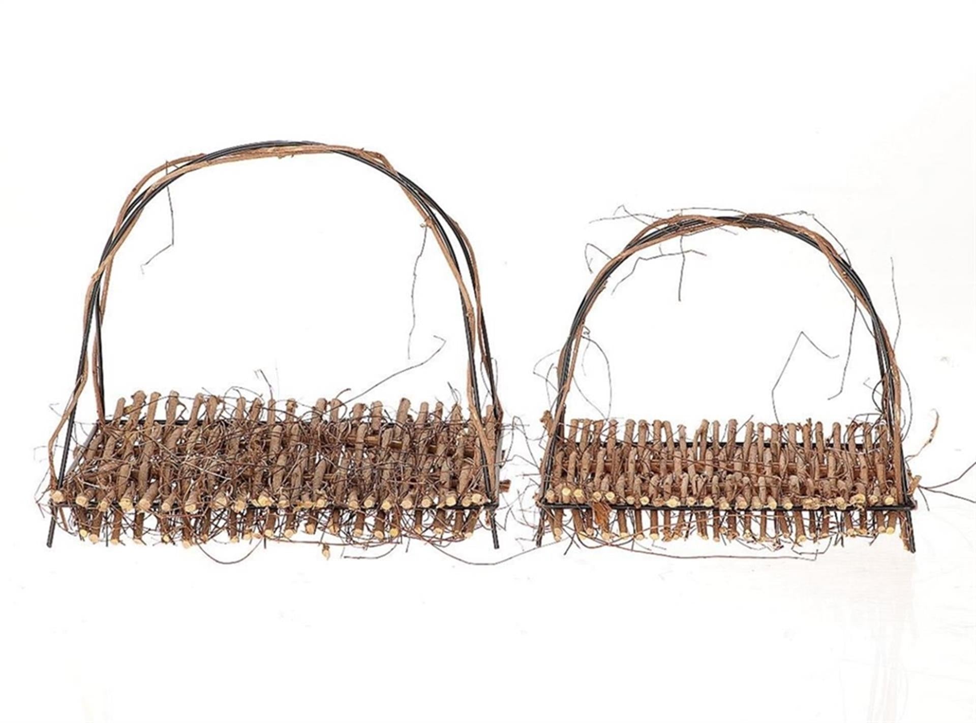 Hbx natural living decoratieschaal 2-delig natural mosire 26x14x21cm en 30x22x27cm