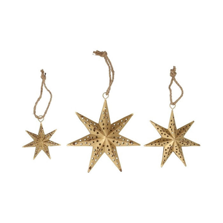 Hbx natural living kersthanger ster 3-delig goud