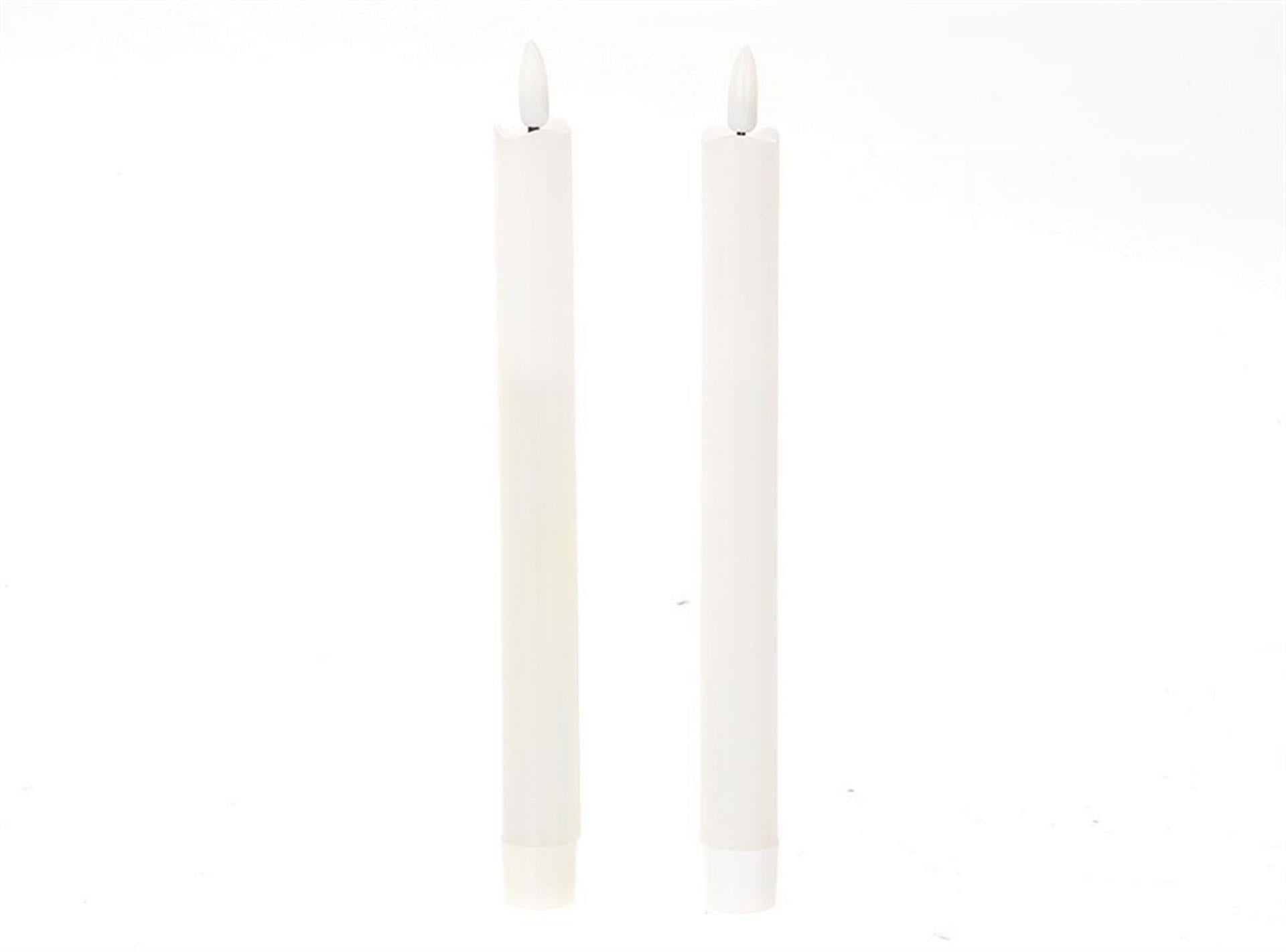 Hbx natural living led dinerkaarsset met vlam effect dia2x24,5cm wit