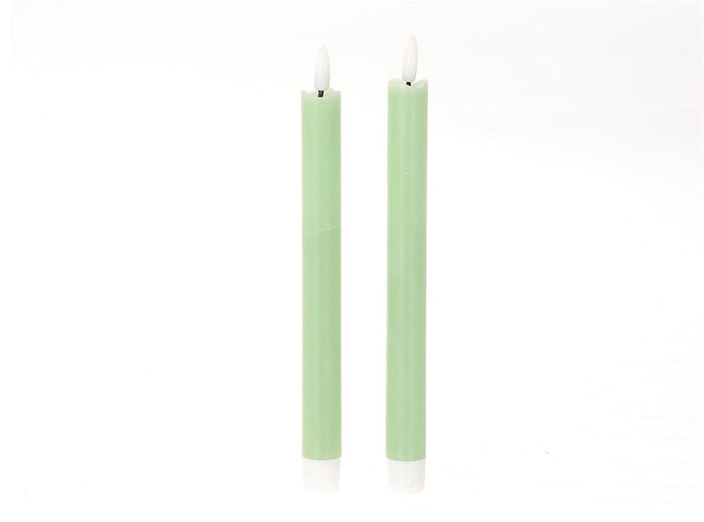 Hbx natural living led dinerkaarsset met vlam effect dia2x24,5cm groen