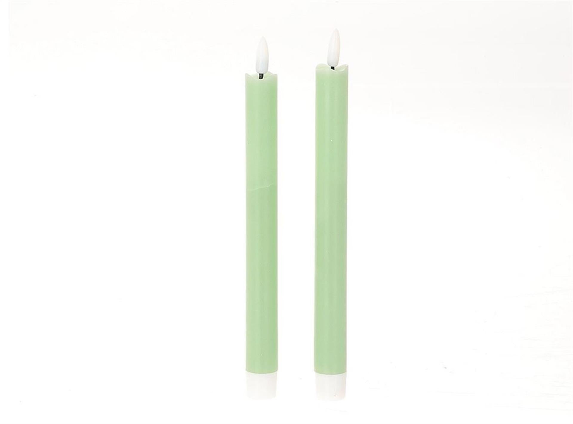 Hbx natural living led dinerkaarsset met vlam effect dia2x24,5cm groen