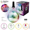 Partyfun lights partyfunlights - roterende spiegelbol partyset met multi-color led - inclusief motor - 20cm spiegelbol - 8 lichtpunten