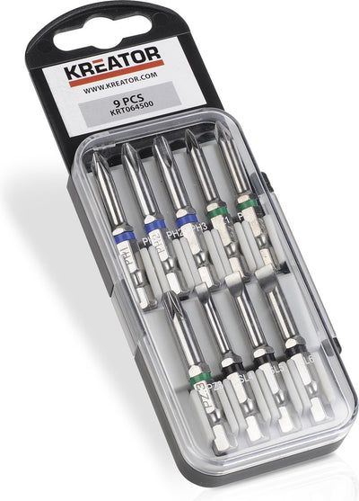 Kreator - accessories - krt064500 - cr-v bit set - pz ph sl - 9 st.