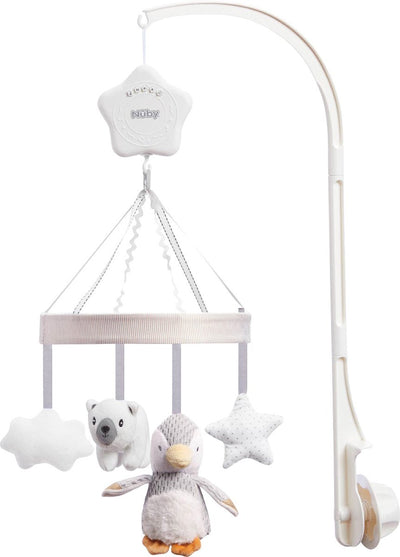 Nûby - little penguin muziekmobiel - mobiel voor babybedje met leuke figuurtjes en zachte kleuren - 0+ maanden