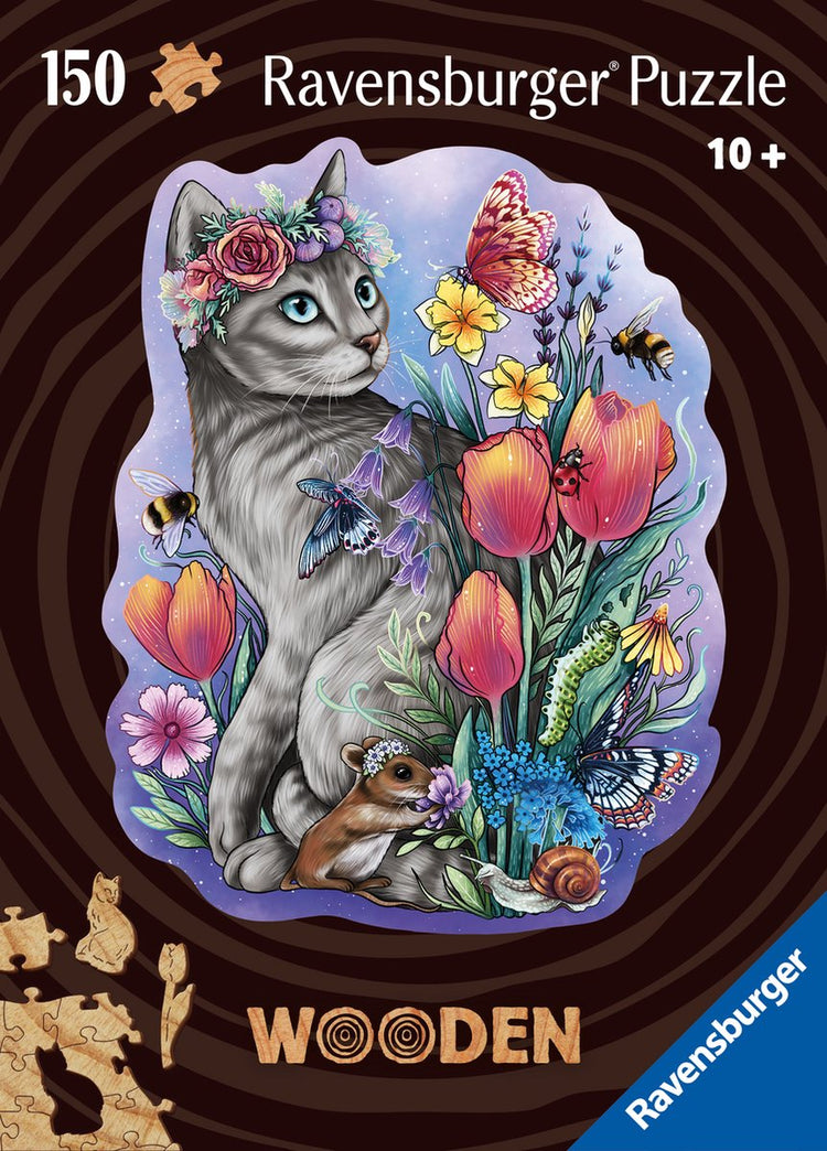 Ravensburger houten puzzel lovely cat - legpuzzel - 150 stukjes