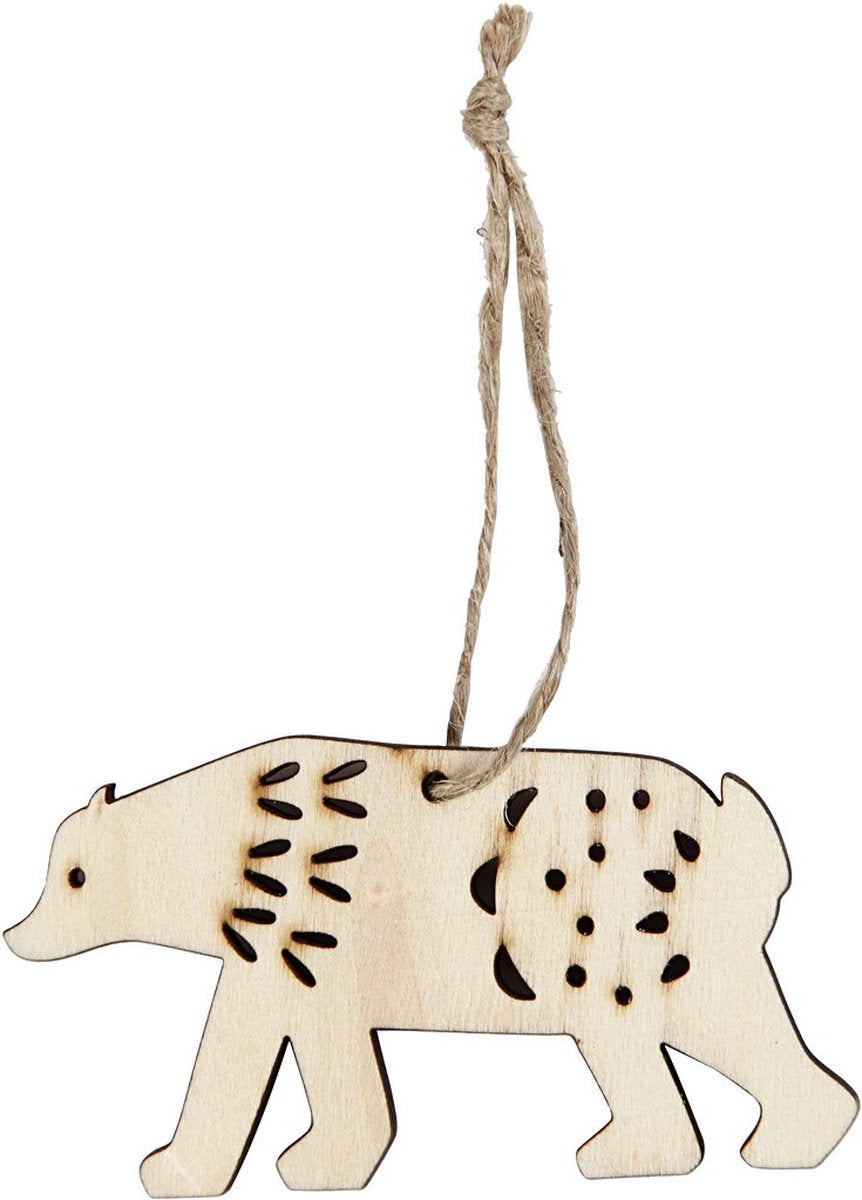 Creativ company creotime houten ijsbeer 4,5 cm blank 4 stuks