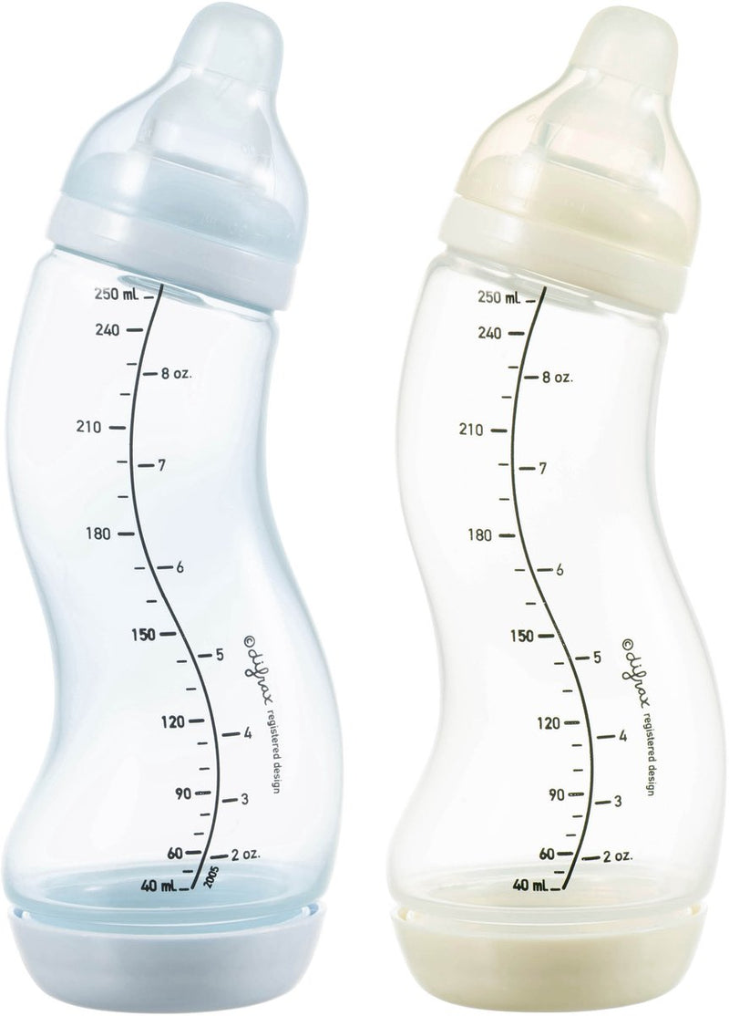 Difrax natural s-babyfles - 250 ml - ijsblauw crème - 2 stuks - anti colic