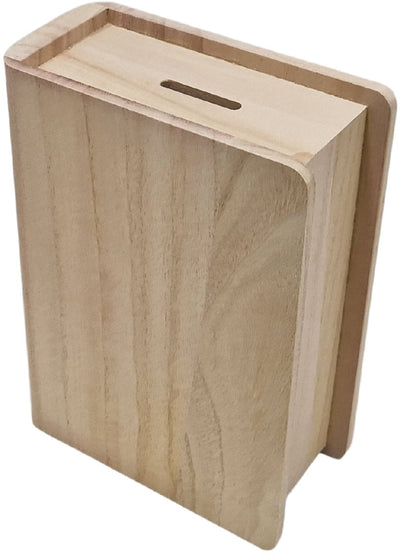 Playwood houten spaarpot boekvorm paulownia