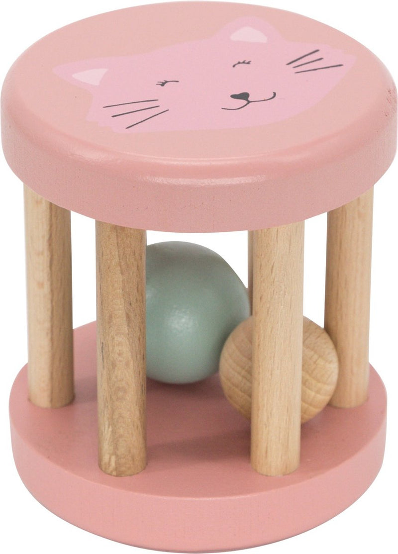 Trixie houten rollende rammelaar - mrs. cat - eerste speelgoed baby - kraamcadeau - voor jongens meisjes