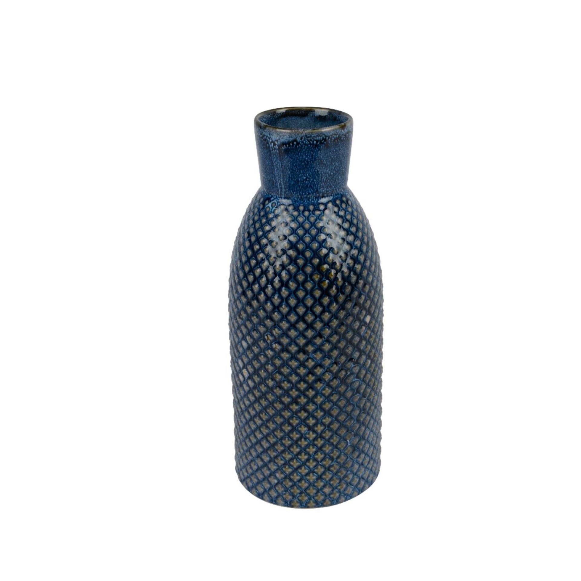 Decoris vaas porselein ø10.5xh26.5cm blauw