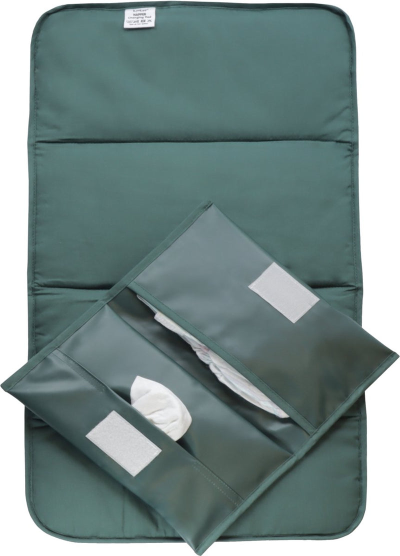 Kipkep napper verschoonset - calming green - verschoonmatje en luier etuitje - groen - gerecyclede materialen - wasbaar - baby
