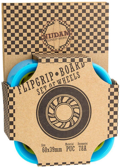 Nijdam flip grip board wielen - 60 x 39 mm - 4st - blauw geel