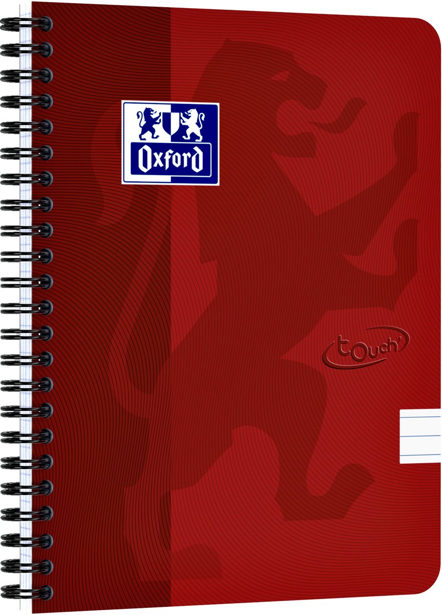 Oxford touch - schrijfblok - a5 - gelijnd - 140 pagina's - 90g - soft cover - rood