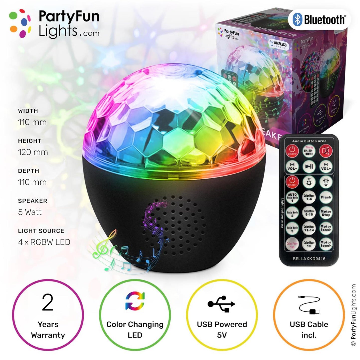 Partyfun lights bluetooth party luidspreker colour changing