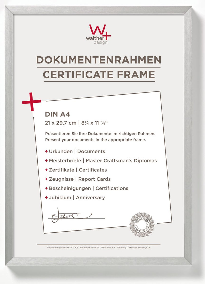 Walther chair - aluminium fotolijst - fotomaat 21x29,7 cm (a4) - zilver