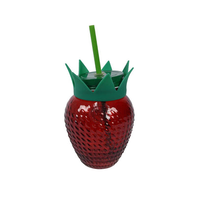 Decoris drinkglas aardbei met rietje glas 450ml