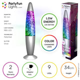 Partyfun lights lavalamp met glitter led h34cm - afbeelding 2