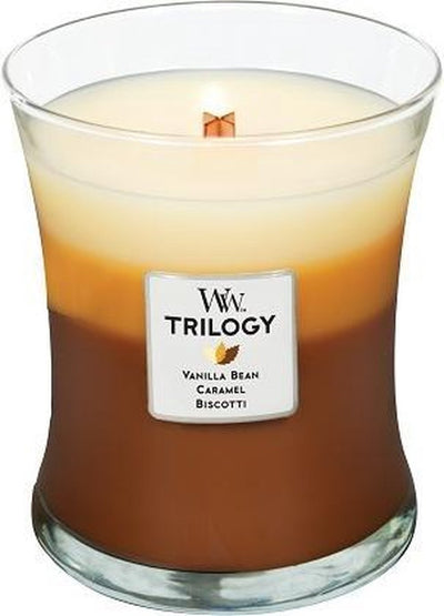 Woodwick hourglass trilogy medium geurkaars - cafe sweets - 60 branduren