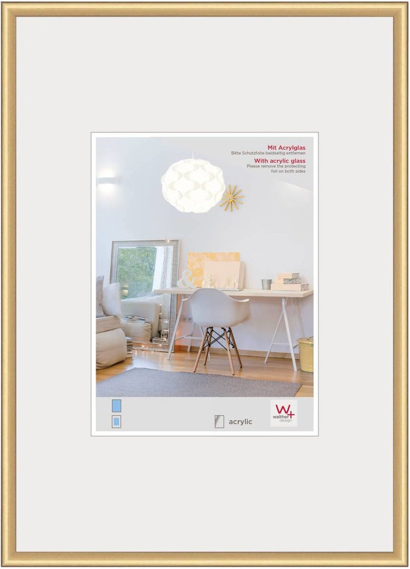 Walther new lifestyle - kunststof lijst - fotoformaat 70x100 cm - kunstglas - goud