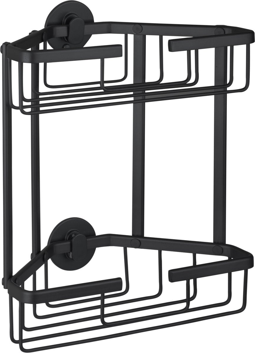 Differnz draadmand - 2-laags driehoek - zonder boren - aluminium - 28 x 13 x 30 cm - zwart
