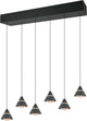 Trio romeo - hanglamp - zwart mat - incl. 6x smd 7 w - plafondbevestiging - traploos in hoogte verstelbaar - dip - schakelaar - niet dimbaar