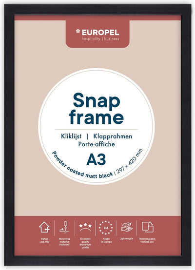 Europel kliklijst - posterlijst - a3 - 29,7 x 42 cm - 25mm frame - mat zwart