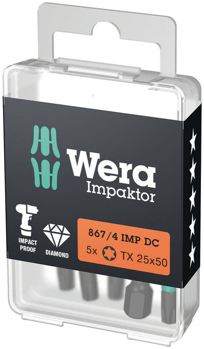 Wera 867 4 imp dc torx® diy impaktor bits, tx 30 x 50 mm, 5-delig - 05057666001