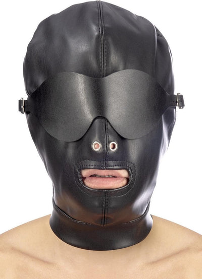 Fetish tentation - bondage masker - vrije neusgaten en mond - afneembare blinddoek - zwart